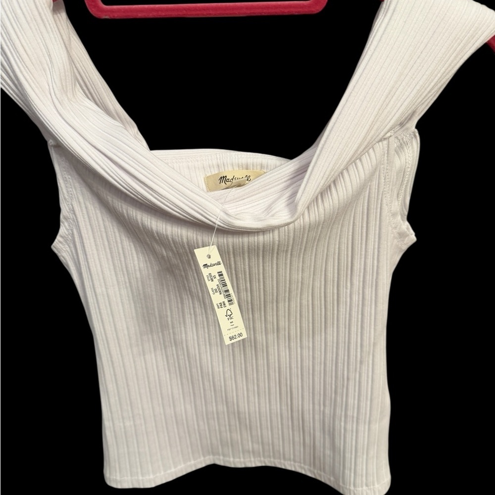 Madewell White Ribbed Tank Top